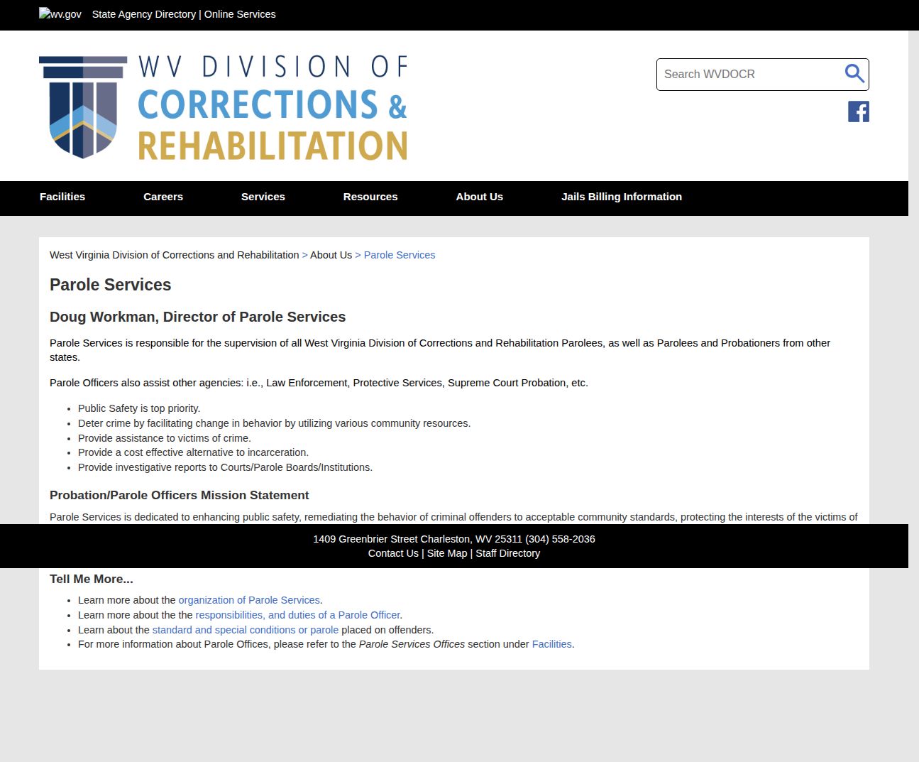 WVDCR parole services for Putnam County post-release supervision